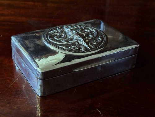 Solid silver table box - silver, large